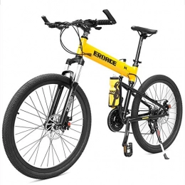 Xiaoyue Vélos de montagne pliant Adulte Enfants Mountain Bikes, Aluminium Suspension Avant Cadre Hardtail VTT, Vélo de montagne pliant, siège réglable, noir, 29 pouces 30 vitesse lalay ( Color : Yellow , Size : 29 Inch 27 Speed )