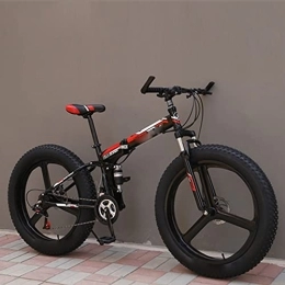 ASUMUI vélo ASUMUI Vélo de Neige Adulte Pliant de 26 Pouces pneus Ultra-Larges 4.0 vélo de Route de Plage Tout-Terrain de Montagne à Vitesse Variable (Red 21)
