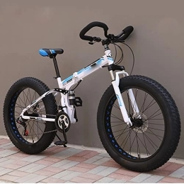 ASUMUI vélo ASUMUI Vélo de Neige Adulte Pliant de 26 Pouces pneus Ultra-Larges 4.0 vélo de Route de Plage Tout-Terrain de Montagne à Vitesse Variable (White 24)