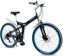 AYHa vélo AYHa Adultes vélos pliants, haut en acier au carbone Double Frein à disque pliant VTT, double suspension pliable vélo, portable vélo de banlieue, Noir, 24" 24 Vitesse