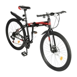 banborba vélo banborba VTT 26 pouces, vélo pliant 21 vitesses avec double cadre d'absorption des chocs, freins à disque réglables en hauteur, vélos à suspension complète, parfait pour les hommes et les femmes