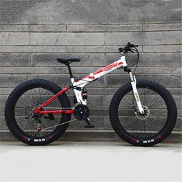 Bbhhyy vélo Bbhhyy Pliage Neige Vélo, Queue Souple VTT Adulte 4.0 Large Fat Big Tire Plage De Vélos (Color : White Red, Size : 24inch)