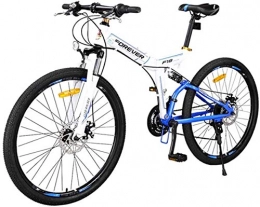 HongLianRiven vélo BMX 26" Folding Vélo de montagne, 24 Vitesse Ront et d'absorption de choc arrière vélo double frein à disque souple queue Cadre de vélo adulte les véhicules hors route 7-20 ( Color : White )