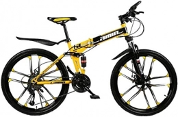 CYSHAKE vélo CYSHAKE Cyclisme Pliant Vélo de Montagne, 24 Pouces 30 Vitesses Mini-vélo Pliant léger Hors Route VTT, Petit VTT étudiant Adulte à vélo Portable Tourisme (Color : Yellow)