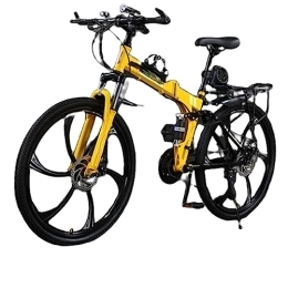 DADHI Vélos de montagne pliant DADHI Vélo de Montagne Pliant, vélo d'extérieur à Vitesse Variable, Frein à Disque mécanique Sensible, Assemblage Facile, pour Hommes / Femmes (Yellow and Black 24 Speed)