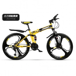 DARTS vélo DARTS Lightweight Mountain Bike 21-Speed 27-Speed Dual Shock Absorber Integrated Wheel Off-Road Folding Mountain Bike Bicycle-(Top with Three Cutter Wheels) Yellow_21 Speed