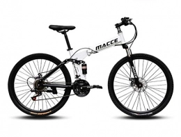 DGAGD Mountain Folding Bike 24-inch Variable Speed Double Shock Absorbing Bicycle Spoke Wheel-Blanc_24 Vitesses