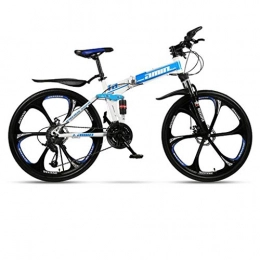 Dsrgwe vélo Dsrgwe VTT, Pliable VTT, Vélos hardtails, Double Frein à Disque et Suspension Double, Cadre en Acier au Carbone (Color : Blue, Size : 21-Speed)