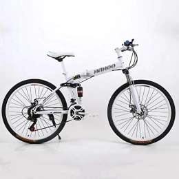 DULPLAY vélo DULPLAY Pliage Vélo De Montagne pour Adultes, Fourche De Suspension Absorpicn De Choc Bike, Hommes's Pliage Vélo VTT Blanc 24" 27-Vitesse