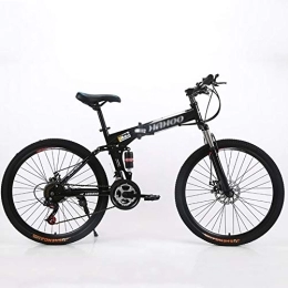 DULPLAY vélo DULPLAY Pliage Vélo De Montagne pour Adultes, Fourche De Suspension Absorpicn De Choc Bike, Hommes's Pliage Vélo VTT Noir 24" 21-Vitesse