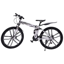 EurHomePlus vélo EurHomePlus Vélo pliant 26 pouces 21 vitesses VTT avec frein à disque unisexe BikeTop avec configuration supérieure en noir et blanc