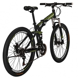 EUROBIKE vélo Eurobike G7 Vélo de montagne pliable à double suspension 27, 5 pouces avec roues à rayons multiples, 21 vitesses, vert armygreen