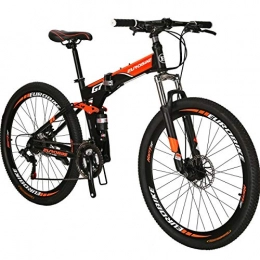 EUROBIKE Vélos de montagne pliant Eurobike VTT pliable 27, 5" pour homme et femme cadre 17" (orange)