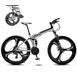 FBDGNG Vélos de montagne pliant FBDGNG Vélo VTT 24-26 pouces - Pliable - Unisexe - 30 vitesses - Vélo tout-terrain - Vitesse variable - Pour homme et femme - Double frein à disque / blanc / roue A - 61 cm