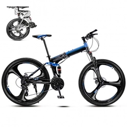 FBDGNG Vélos de montagne pliant FBDGNG Vélo VTT 24-26 pouces - Pliable - Unisexe - 30 vitesses - Vélo tout-terrain - Vitesse variable - Pour homme et femme - Double frein à disque - Bleu / Roue A 61 cm