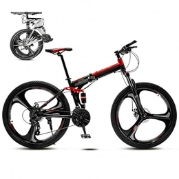 FBDGNG vélo FBDGNG Vélo VTT 24-26 pouces - Pliable - Unisexe - 30 vitesses - Vélo tout-terrain - Vitesse variable - Pour homme et femme - Double frein à disque / rouge-61 cm