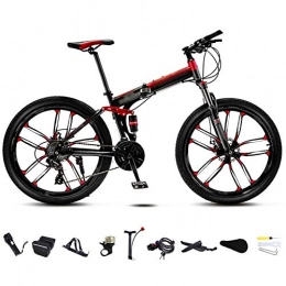 FBDGNG vélo FBDGNG Vélo VTT 24-26 pouces - Pliable - Unisexe - 30 vitesses - Vélo tout-terrain - Vitesse variable - Pour homme et femme - Double frein à disque - Rouge-C