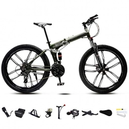 FBDGNG vélo FBDGNG Vélo VTT 24-26 pouces - Pliable - Unisexe - 30 vitesses - Vélo tout-terrain - Vitesse variable - Pour homme et femme - Double frein à disque / vert / roue C