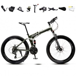 FBDGNG vélo FBDGNG Vélo VTT pliable léger de 61 à 66 cm, pour homme et femme, 30 vitesses tout-terrain à vitesse variable, double frein à disque