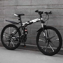 FLJMR vélo FLJMR Vélo pliant pour VTT de 26 pouces, frein à disque double pliable compact à 27 vitesses, vélo tout-terrain à vitesse variable avec suspension totale, noir