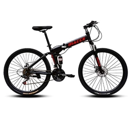 FMOPQ vélo FMOPQ Foldable Mountain Bike 26 inches Spoke Wheel High-Carbon Steel Full Suspension Mountain Bicycle All Terrain 21 Speed 8 Seconds Fast Folding Black Fen