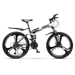 FMOPQ vélo FMOPQ Folding Mountain Bike 27 Speed Dual Suspension Bicycle 26 inch MTB Mens Dual Disc Brakes (Color : Black) (White)