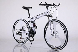 Folding Bicycle for Men, Double Damping Disc Brake Variable Speed ​​Mountain Bike, Ladies City Multifunctional Bicycle Road Bike-Blanc, Blanc Noir Trois Couteaux_24 Pouces 24 Vitesses