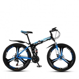 DGAGD vélo Folding Mountain Bike 24 inch Double Damping Off-Road / Variable Speed ​​Mountain Bike Tri-Cutter Wheel-Bleu Noir_27 Vitesses