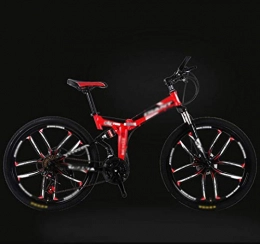 PFSYR vélo Folding Mountain Bike, 26" unisexe haute teneur en carbone Vélos en acier, double absorption des chocs à vitesse variable hors route VTT, amortissant les chocs double Une roue VTT étudiant Racing, fac