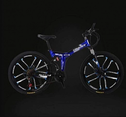 Llpeng vélo Folding Mountain Bike, 26" unisexe haute teneur en carbone Vélos en acier, double absorption des chocs à vitesse variable hors route VTT, double-amortisseur de chocs Une roue VTT étudiant Racing, faci