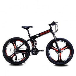 FLYFO vélo Folding Mountain Bike, Amortisseur avec vitesse variable : vélo d'étudiant pour hommes et femmes, 21 / 24 / 27 vitesse paire de vélo de montagne, VTT, noir, 21 speed