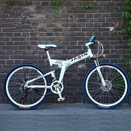 GUIO vélo GUIO Mountain Bike Bicycle Mountain Folding Bike 26 inch Folding Mountain Bike Double, Spoke Wheel White