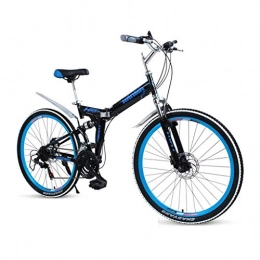GUOE-YKGM Vélos de montagne pliant GUOE-YKGM Folding Mountain Bike 24 / 21 26inch Vitesse Shimano Dérailleur Complet Suspension Vélo VTT (Rouge, Bleu, Noir) (Color : Black, Size : 24inch)
