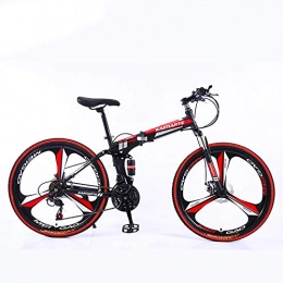 HHRen vélo HHRen Diamètre de Roue (60 / 65cm) Folding Mountain Bike City Comfort 21 de Changement de Vitesse Double Shock Absorber Frein à Disque intégré Roue de Bicyclette, Noir, 65cm