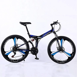 HHRen vélo HHRen Folding Mountain Bike 21 à Vitesse Variable City Comfort Diamètre de Roue (60 cm / 65cm) Double Shock Absorber Frein à Disque intégré Adulte Roue de Bicyclette, Bleu, 65cm
