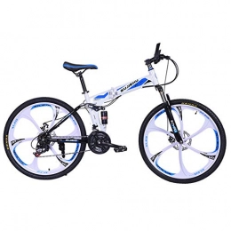 Hmcozy vélo Hmcozy Pliant VTT pour Adultes, Queue Douce Vélo de Montagne, Double Frein à Disque et Suspension Avant Fourche, 26inch Roues, Bleu