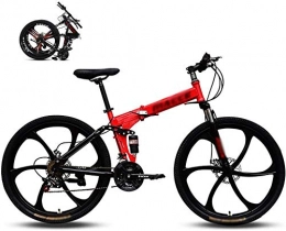 HQQ vélo HQQ VTT 26 Pouces, adapté de 160 à 185 cm, Frein à Disque, 24 Engrenages de Vitesse, de la Fourche, Les garçons vélo & vélo for Hommes (Color : Red)