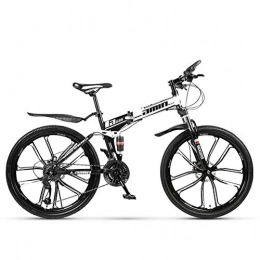 HSART vélo HSART Vélo de Montagne Pliable pour Adultes Vélo de Ville 26 / 24 Pouces Haut Carbone 24 Vitesses Roue 5 Rayons (Blanc), 26 inch