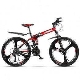 HSART vélo HSART Vélo de Ville Pliant 26" Vélo de Montagne avec 24 Vitesses 3 Molette de Coupe Absorption des Chocs 10 Cm - VTT pour 165-185 Cm Adultes (Rouge)