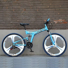 JLFSDB vélo JLFSDB VTT Vélo de Montagne Mountain Bike Vélo de Montagne 26 Pouces Pliable Carbone Cadre en Acier Hardtail Ravine Bike Suspension Avant et Double Disque de Frein, 21 Vitesses (Color : Blue)