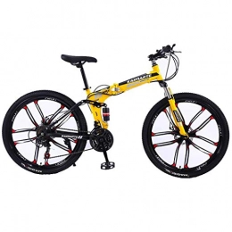 Kays vélo Kays VTT Vélo de Montagne 26” Femmes / Hommes Vélo De Montagne 21 / 24 / 27 Cadre Pliable en Acier Délais Carbone Suspension Intégrale Pleine Roue (Color : Yellow, Size : 21speed)