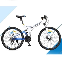 Kays vélo Kays VTT Vélo de Montagne Pliable 24 / 26" Femmes / Hommes Montagne Vélos Légers en Alliage D'aluminium 24 Vitesses Cadre De Suspension Avant À Disque (Color : Blue, Size : 24'')