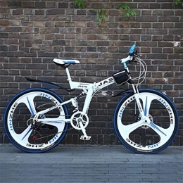 Kays vélo Kays VTT Vélo de Montagne VTT, 26 Pouces Cadre en Acier Pliable Carbone Hardtail Vélo, Full Suspension Et Double Disque De Frein, 21 Vitesses (Color : White)