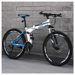 KXDLR vélo KXDLR Mountain Bike 26 Double Frein à Disque vélo Pliant vélo pour Adultes Ados, 17" Mise à Niveau Armature en Acier Haute teneur en Carbone en Alliage d'aluminium, Bleu, 21 Speeds
