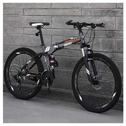 KXDLR vélo KXDLR Mountain Bike 26 Double Frein à Disque vélo Pliant vélo pour Adultes Ados, 17" Mise à Niveau Armature en Acier Haute teneur en Carbone en Alliage d'aluminium, Gris, 24 Speeds