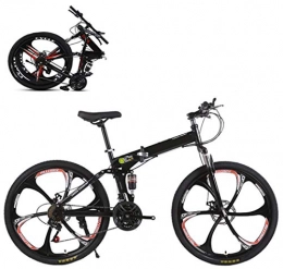 LCAZR vélo LCAZR Vélo de Montagne Pliable 26 Pouces, vélo de Montagne pour accélérateur de Changement de Vitesse pour Adultes 21 avec 6 Roues de Coupe / Noir