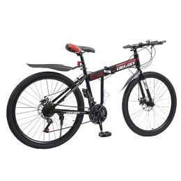 LOYEMAADE vélo LOYEMAADE Vélo pliant de 26 pouces - VTT - 21 vitesses - Noir et rouge - Frein à disque
