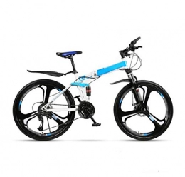 LQ&XL vélo LQ&XL 24-26 Pouces Vélo de Montagne, 30 Vitesses Pliable Vélo VTT pour Homme et Femme, Pliez Bicyclette Adulte avec Freins a Disque / Blue / 24