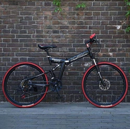LUO vélo LUO Vélo, VTT pliant pour adulte, vélo de montagne à double suspension en acier à haute teneur en carbone, roues en alliage d'aluminium et pédales en aluminium, vert, 24 pouces, Noir, 24 pouces27 vites