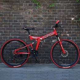 LUO Vélo, VTT pliant pour adulte, vélo de montagne à double suspension en acier à haute teneur en carbone, roues en alliage d'aluminium et pédales en aluminium, vert, 24 pouces,rouge,24 pouces 24 vit